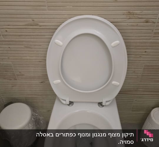 אסלה פתוחה עם לחצן הדחה על הקיר